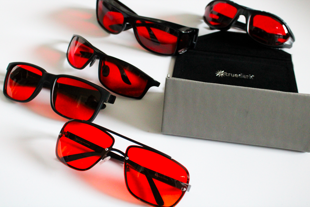 TrueDark Twilight glasses arranged on a table