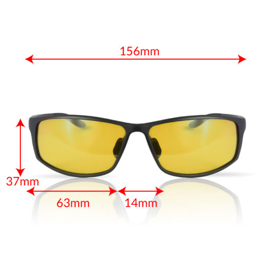 TrueDark Daylight Elite Glasses Front View with Measurements