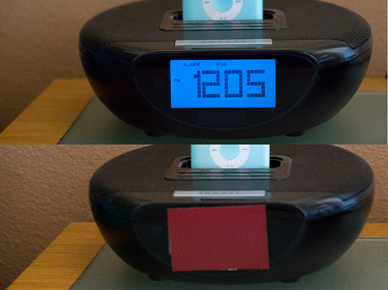 Junk light blocker on digital alarm clock