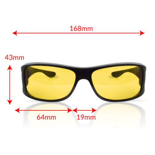 TrueDark Daylights Fitovers Glasses Front Measurements