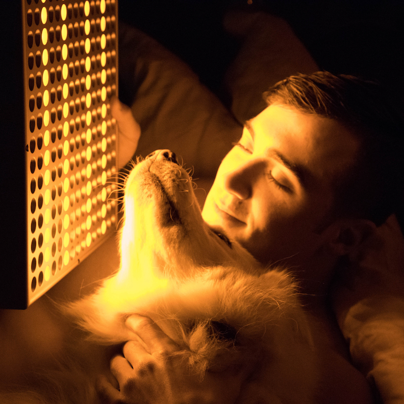 Man Using TrueLight Energy Square Yellow Light Therapy