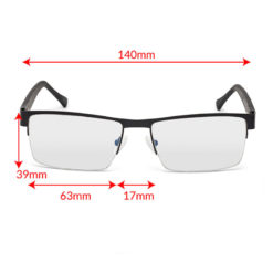 TrueDark Daylights Reading Glasses front view with measurements