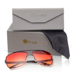 TrueDark Twilight Sunset Aviator Glasses with Box and Case