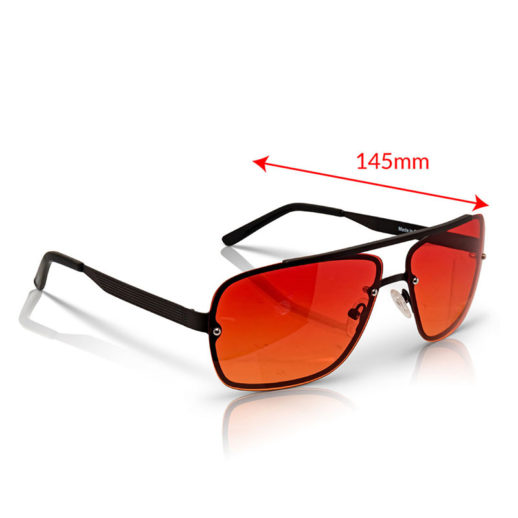 TrueDark Twilight Sunset Aviator Glasses Side view with Measurements