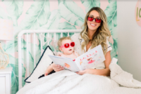Mother and daughter wearing Twilight glasses while reading bedtime stories