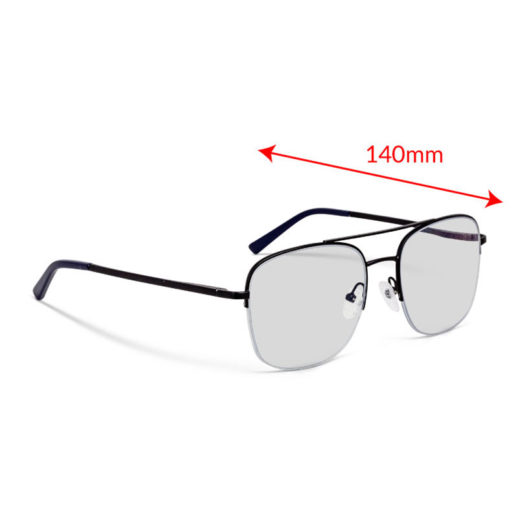 TrueDark Prescription Aviator Glasses Clear Lens Side View with Measurements