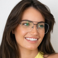 Woman Wearing TrueDark Prescription Aviator Glasses With Clear Lens