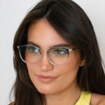 Woman wearing TrueDark Daylights Malibu Prescription Glasses Clear Lens