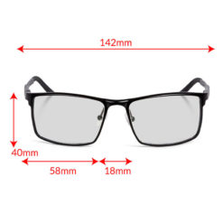 TrueDark Prescription Elite Glasses Clear Lens Front View with Measurements