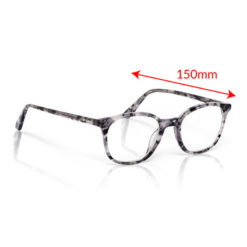 TrueDark Prescription Gray Tortoiseshell Pro Glasses Clear Lens Side View with Measurements
