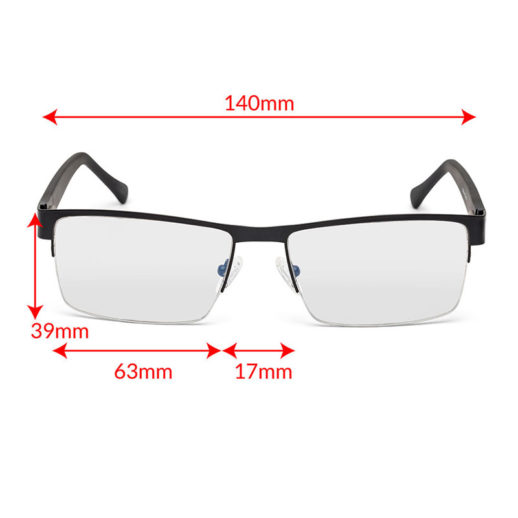 TrueDark Prescription Half Rim Glasses with Clear Lens with Measurements
