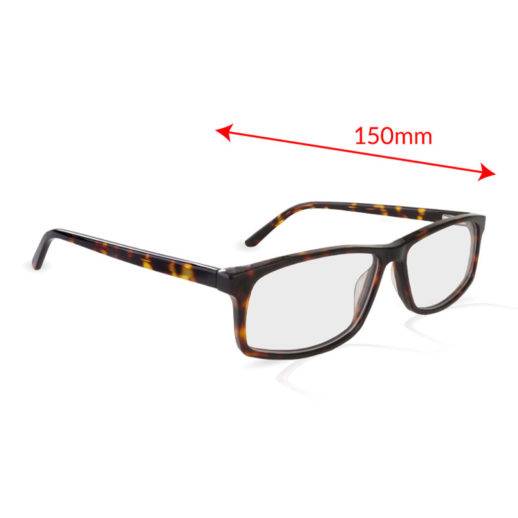 TrueDark Prescription Vista Dark Tortoiseshell Glasses Side View Measurements