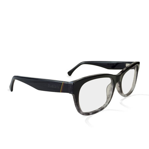TrueDark Prescription Daylight Black + Grey Dawning tortoiseshell clear lensed glasses side view
