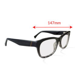 TrueDark Prescription Daylight Black + Grey Dawning tortoiseshell clear lensed glasses side view with measurement
