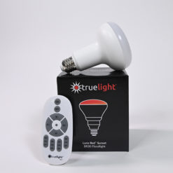 TrueLight Luna Red™ Sunset BR-30 Flood Light with remote and packaging