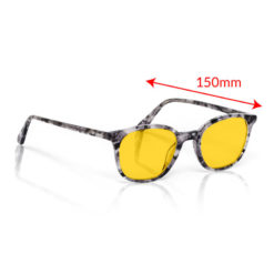 TrueDark® Daylights Amber Grey Tortoiseshell Pro glasses with side measurement