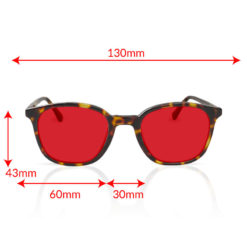 TrueDark® Twilights Dark Tortoiseshell Pro glasses front view with measurements