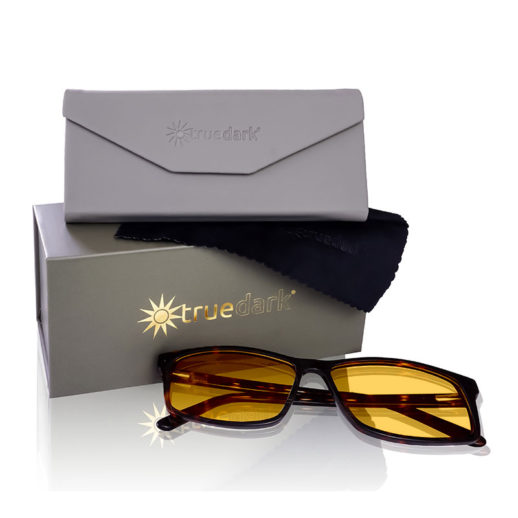 TrueDark® Daylights Amber Dark Tortoiseshell Vista glasses with box and case