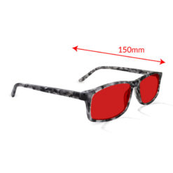 TrueDark® Twilights Grey Tortoiseshell Vista glasses side view with measurements